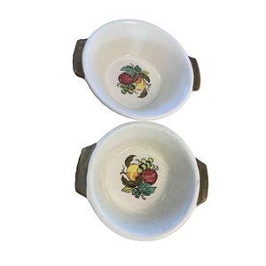 Poppy Trail Metlox Provincial Green Handled Bowl Fruit Center 8 in & 9 in Diamet